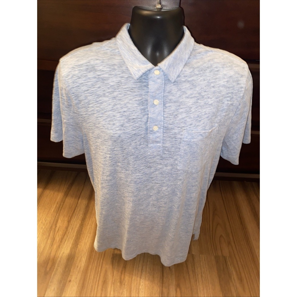 FAHERTY BRAND Mens Blue Short Sleeve Polo Shirt Size Large